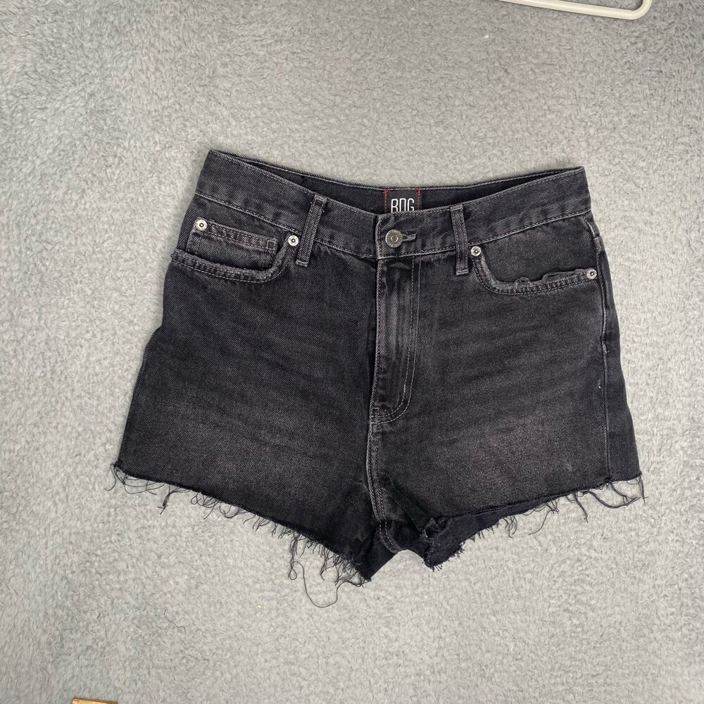 BDG womens black high rise black denim shorts raw hem casual summer timeless 28